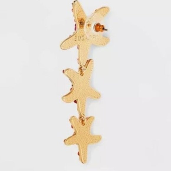 SugarFix by Baublebar Star of the Show Starfish Drop Dangle Sparkly Earrings NWT - Picture 3 of 5